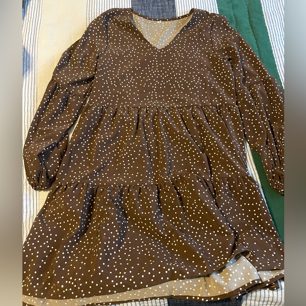 New without tags brown polka dot dress size small